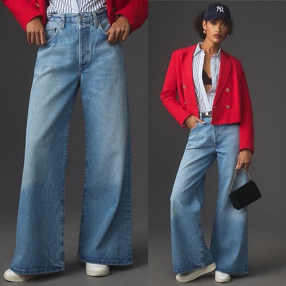 NWT Citizen’s of Humanity Beverly Slouch Wide Leg Jeans Alemayde Blue Size 32 - Picture 1 of 8